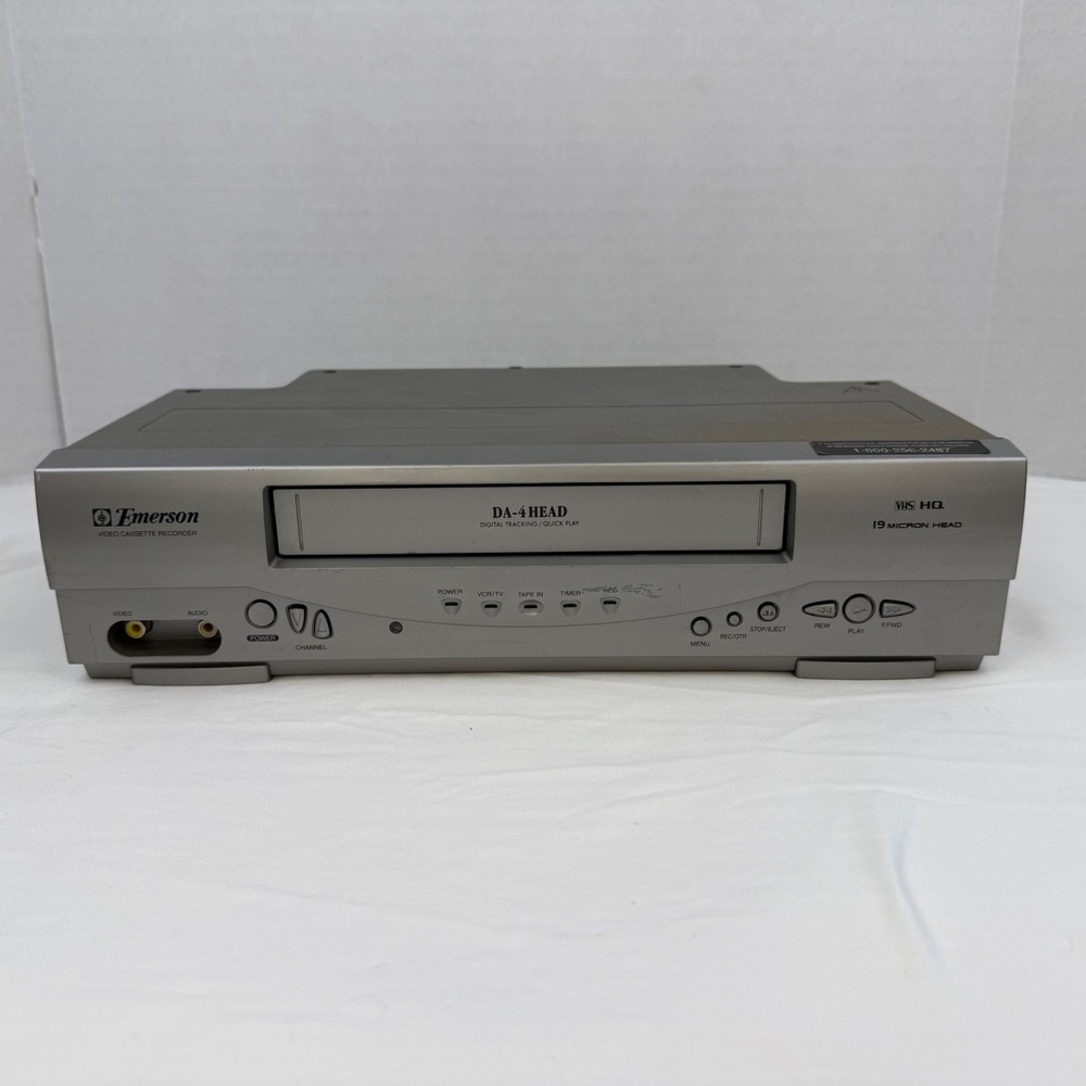 Vintage Emerson EWV404 VHS VCR Video Cassette Recorder DA-4 Head Silver TESTED